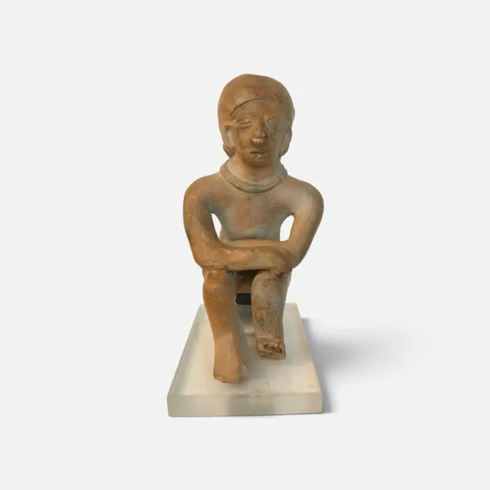Pre-Columbian - Jama-Coaque Ceramic Seated Figure With Spanish Export License