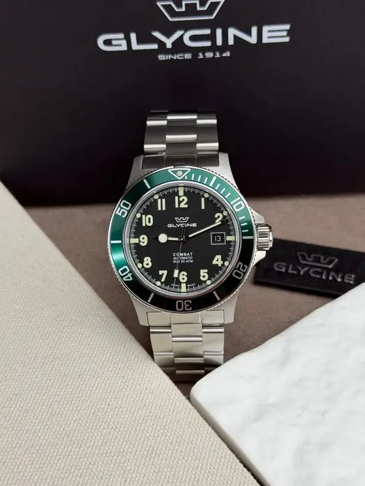 Glycine - Combat Sub Automatic Date Black/Green - GL0253 - Men - 2020-2025