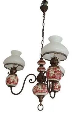 Hanging lamp - Opaline glass - Art Nouveau, porcelain.