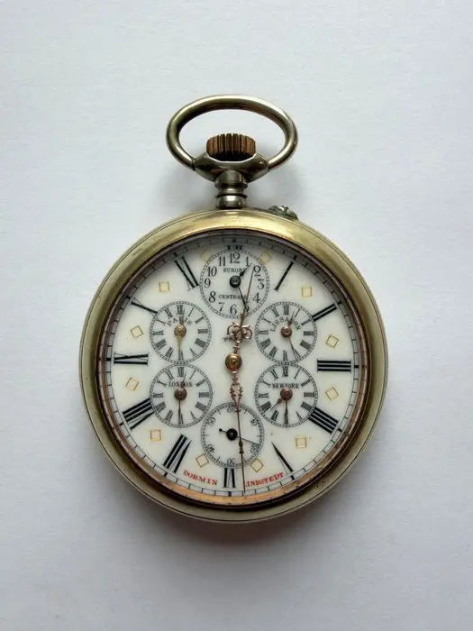 Dorin Lindstedt - Antike Weltzeituhr, Taschenuhr um 1905 - 1900-1949