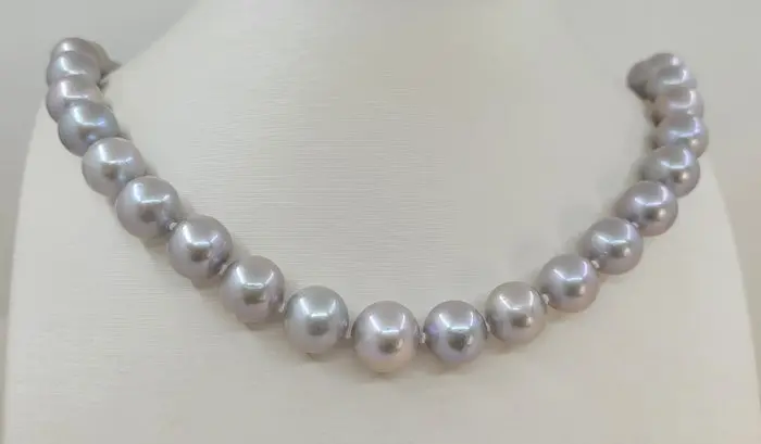 Necklace 11x13mm Grey Edison Pearls, Silver
