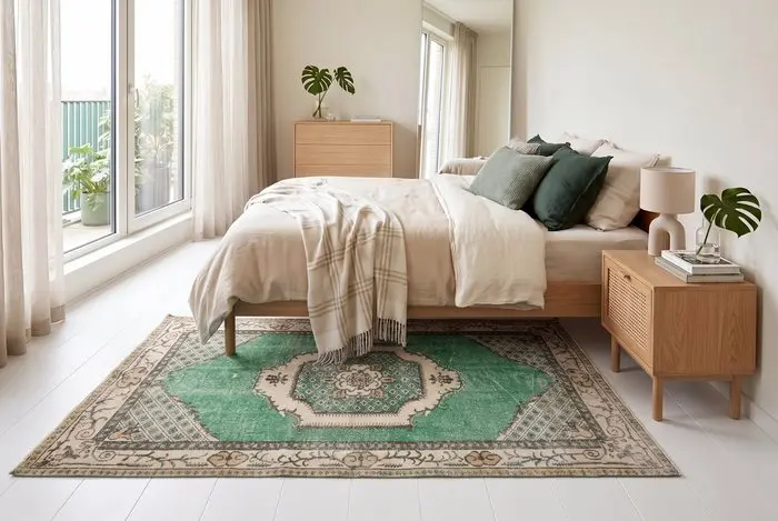 Green vintage - Rug - 205 cm - 110 cm - √ Handmade √ Certificate