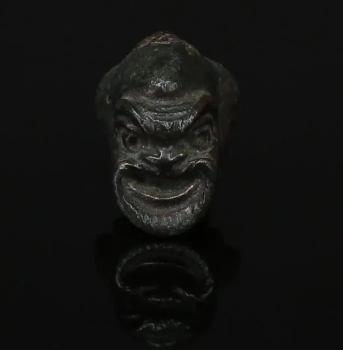 Ancient Roman Bronze Theatre mask head applique
