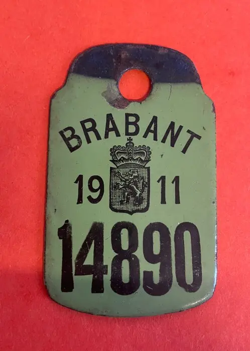 Number plate - Belgium - Brabant - Original 1911 bicycle...