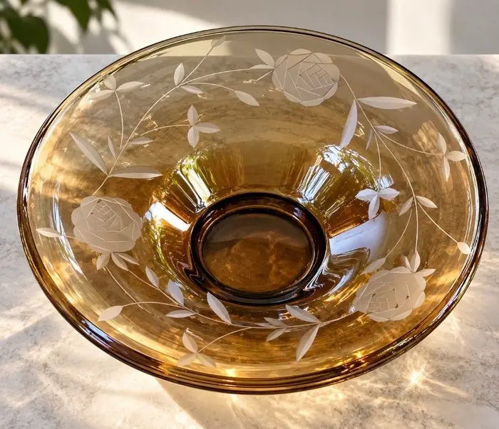 Vase - Glass - Vintage Bohemian Amber Gl