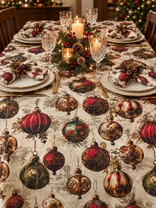 Christmas tree balls - 3D tablecloth - Tablecloth - 3 cm - 1.5 m