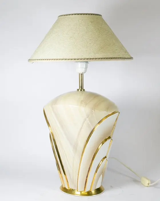 Table lamp - Ceramic, Marbled ceramic and gold metal - 1980s