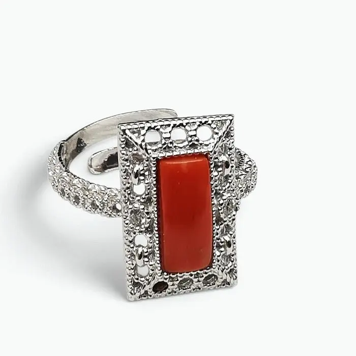 Coral - Sterling Silver 925 - Ring - Italian Craftsmanship