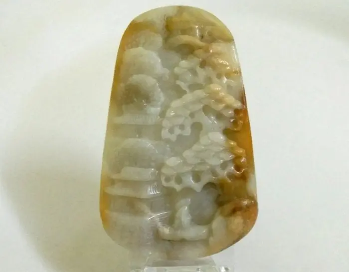 Landscape - Chinese Jade Carving in Natural Bicolored...