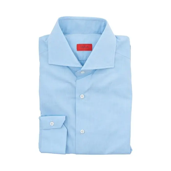 ISAIA NAPOLI - Size 15.5 - 39 - Blue Hand-Sewn Sartorial Casual Shirt - Camicia - Nuovo con etichette