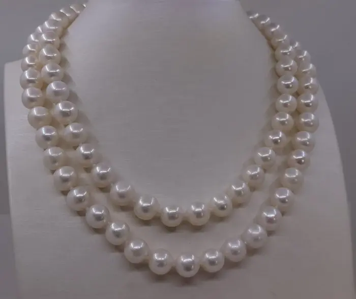 No reserve price - Necklace - 14 kt. White gold - 9.5x10.5mm Edison Pearls
