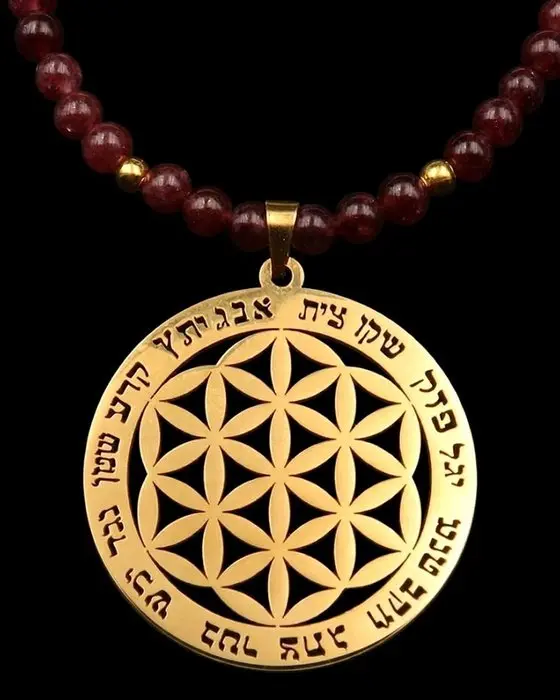 Sacred Flower of Life Necklace – Garnet – Harmony and...