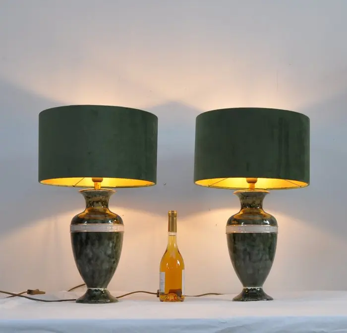 Louis Drimmer - Table lamp (2) - Ceramic, Velvet