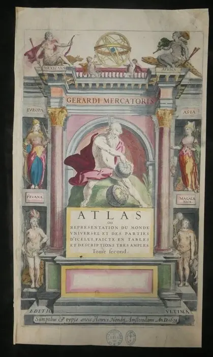 Gerard Mercator - Frontispice de l'atlas Mercator Hondius...