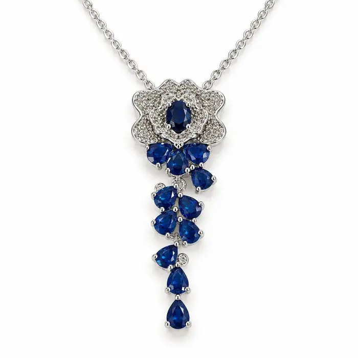 No reserve price - Necklace Gold-plated Sapphire - Topaz - 18K Gold Plated