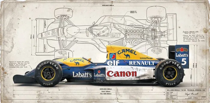Artxlife - Williams-Renault FW14B Technical Drawing 1992