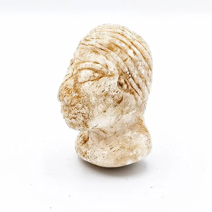 Ancient Western Asiatic, Bactrian Marble Idol Head Bead Talisman - 87 mm