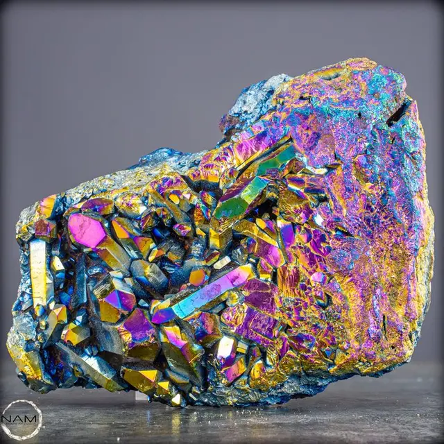 Spectacle of Light: Aura-Amethyst Druse in rainbow colors- 1060.11 g