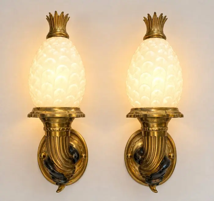 Wall sconce (2) - Gilt bronze