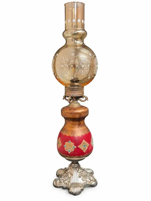 Table lamp - Brass, Ceramic - Italian Rococo Elegance