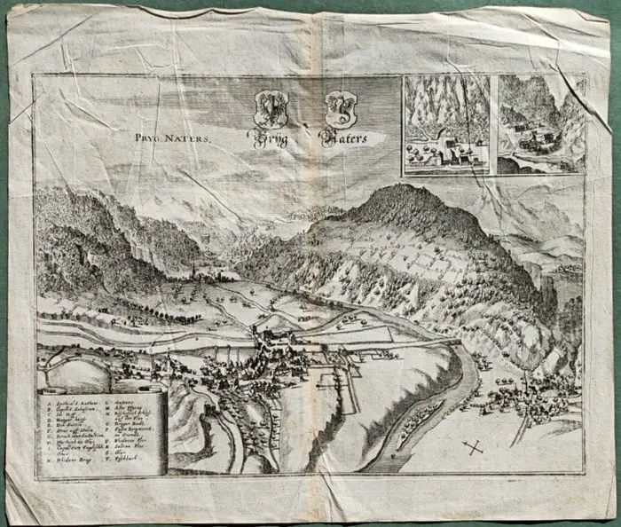Italy - A bird's-eye view of the Swiss towns of Brig and...