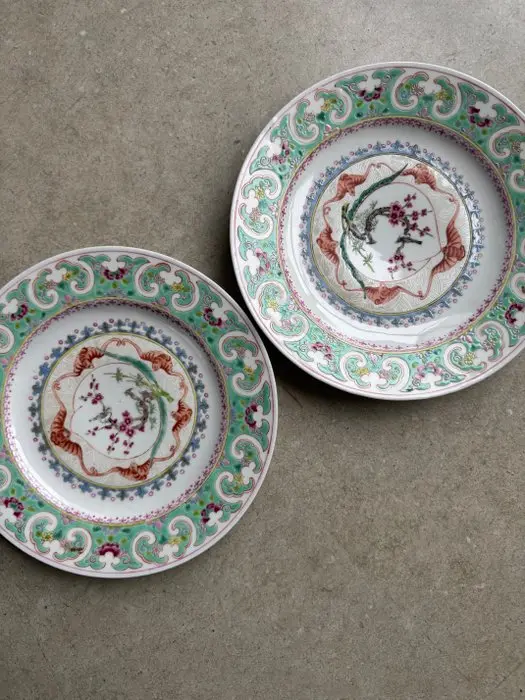 Plate (2) - Porcelain - Bats & Magpie plates