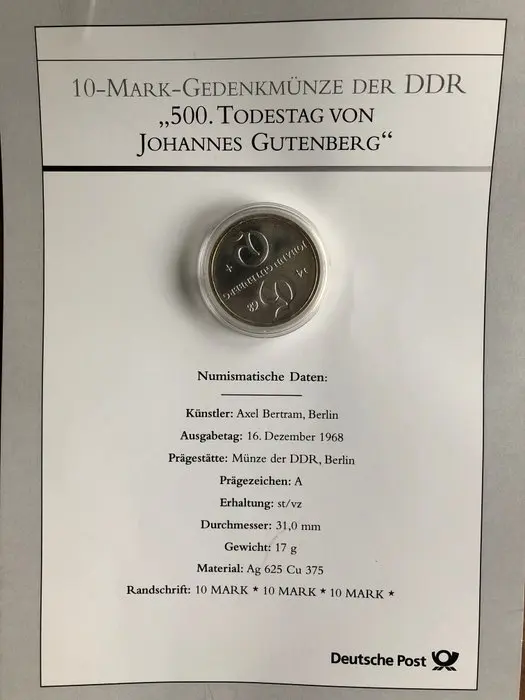 Germany, Democratic Republic 10 Mark 1968 A – 500