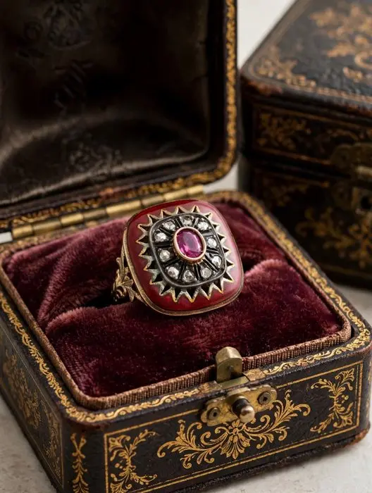No reserve price - Ring Gold down Synthetic gemstone...