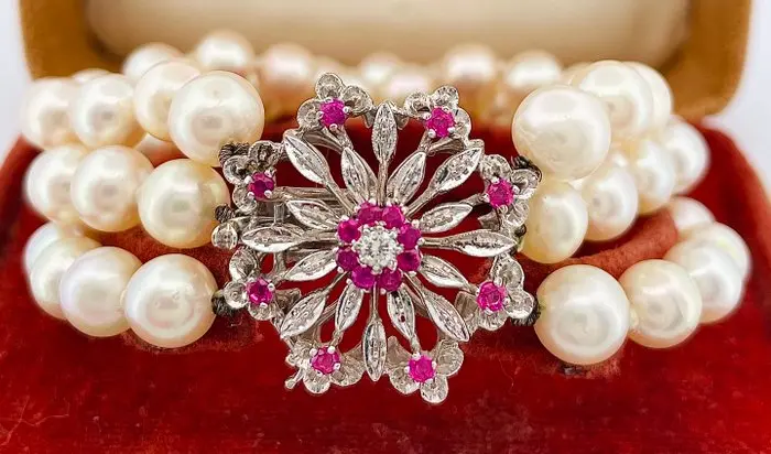 Bracelet - 18 kt. White gold Ruby - Diamond