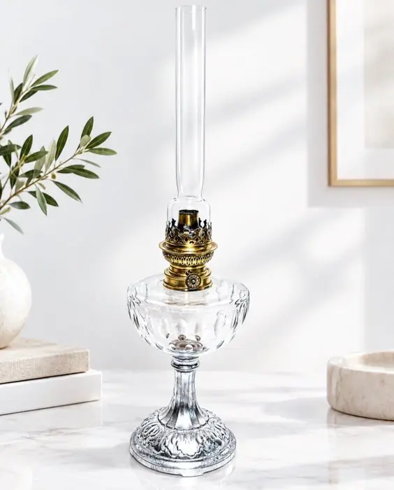 France - Kerosene lamp - Crystal, Metal, Glass