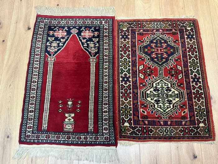 A pair of hand-knotted Oriental rugs in the traditional style