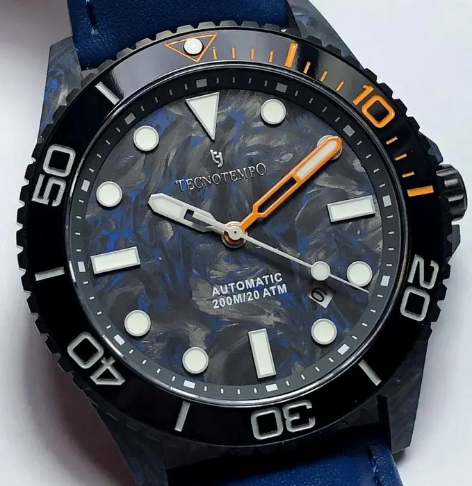 Tecnotempo - Automatic - Case & Dial Forged Carbon - Blue...