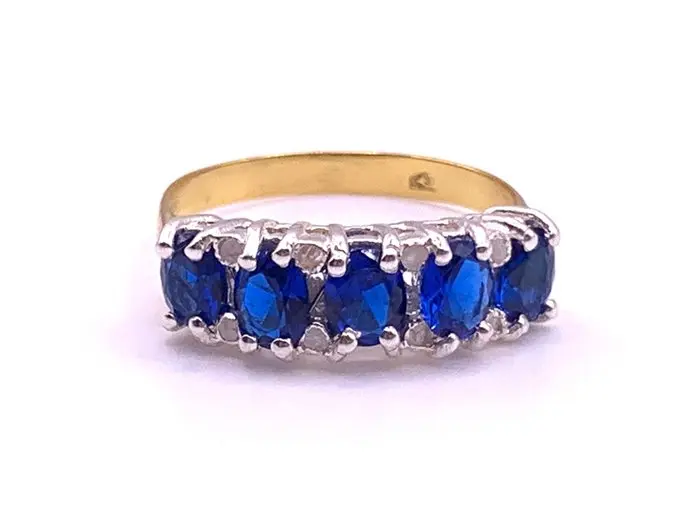 No reserve price - Eternity ring - 9 kt. Yellow gold, Silver Sapphire - Diamond