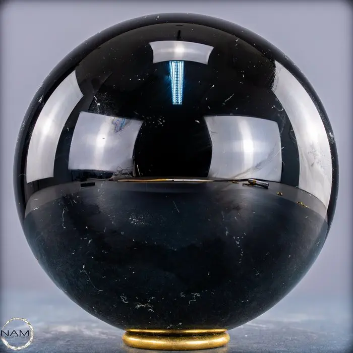 Natural Top Quality Sparkling Black Obsidian Sphere- 2606.81 g