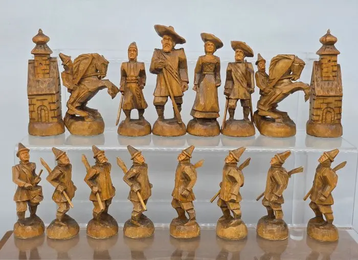 Hand carved wood german chess set