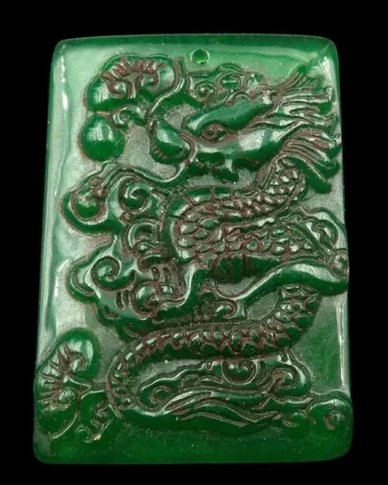 Jade - Great Dragon Amulet - Celestial Imperial Dragon - Protector King - Fire