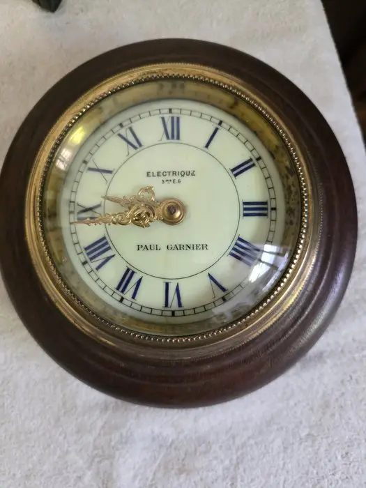 Electromagnetic Clock - wood, brass, glass, enamel - 1850-1900