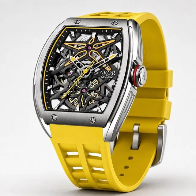AKOR Le Locle - Apex Skeleton Yellow — Montre automatique...