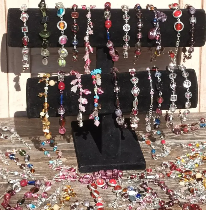 Nickel-free metal with stones and beads