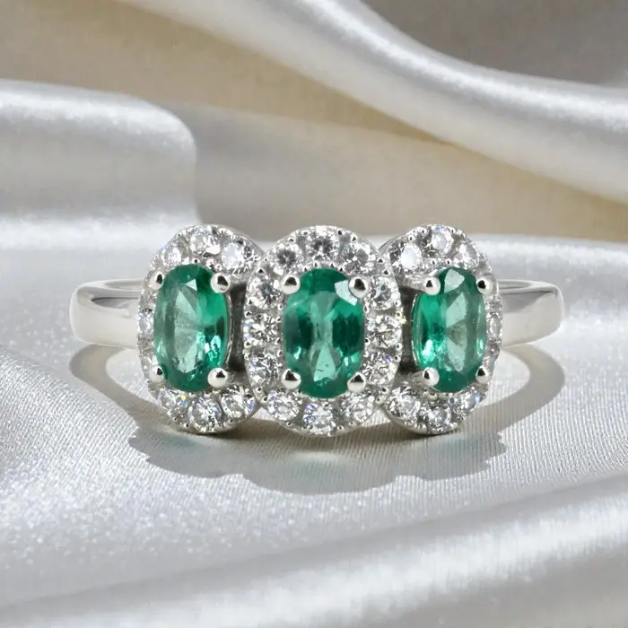 No reserve price - Ring Gold-plated Emerald - Topaz - 18kt Gold Plated