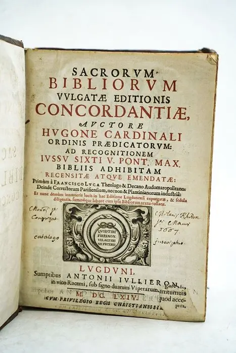 Hugone Cardinali - Sacrorum Bibliorum Vulgatae Editionis Concordantiae - 1664