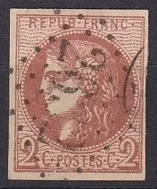 France 1870 - Bordeaux 2c brun-rouge Report 2 - Yvert n°40B