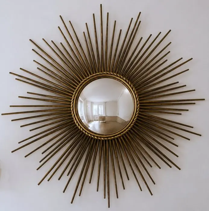 Chaty Vallauris - Wall mirror- Mirror sun witch - Brass