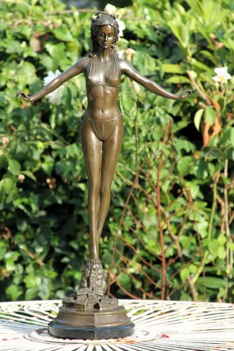 Sculpture, woman in bikini - 70 cm - bronze marble