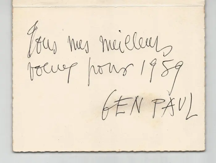 Eugène Paul dit Gen Paul - Carte de vœux autographe signée - 1959
