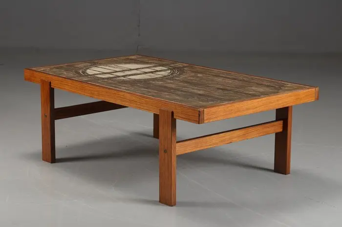 Trioh - Oxart - Coffee table - Earthenware, Teak - Danish ceramic table