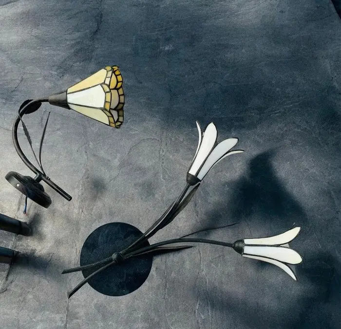 Wall lamp (2) - Metal, Crystal