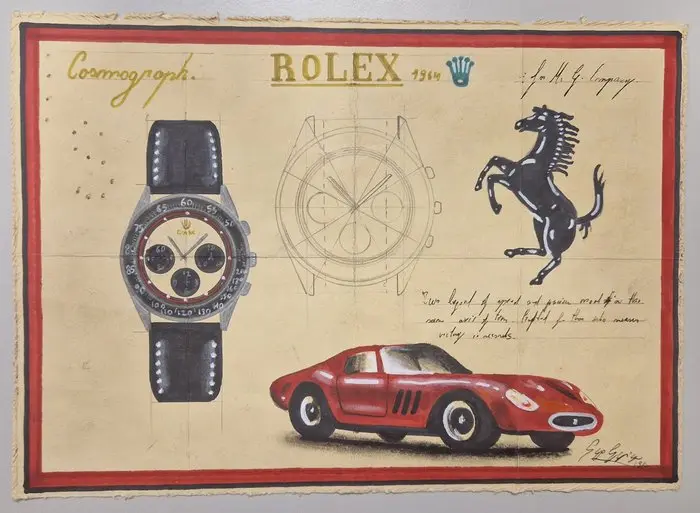 emil battiste - disegno bozzetto rolex cosmograph...