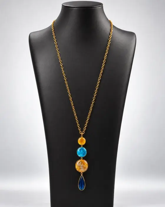 Steel, Murano glass - Necklace with pendant - Murano Glass and Crystal
