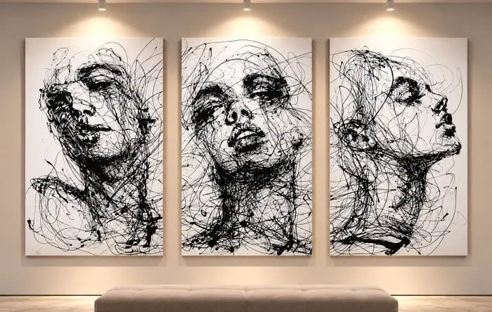 D. Witschkanow - ► „The Unraveling of Us - Black Lines“ – Triptychon № I (XXL)